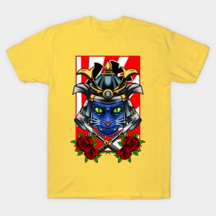 Samurai Cat | Skyblue Kabuto 004 T-Shirt